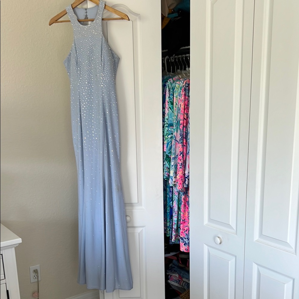 Xscape Beautiful Light Blue Maxi Dress